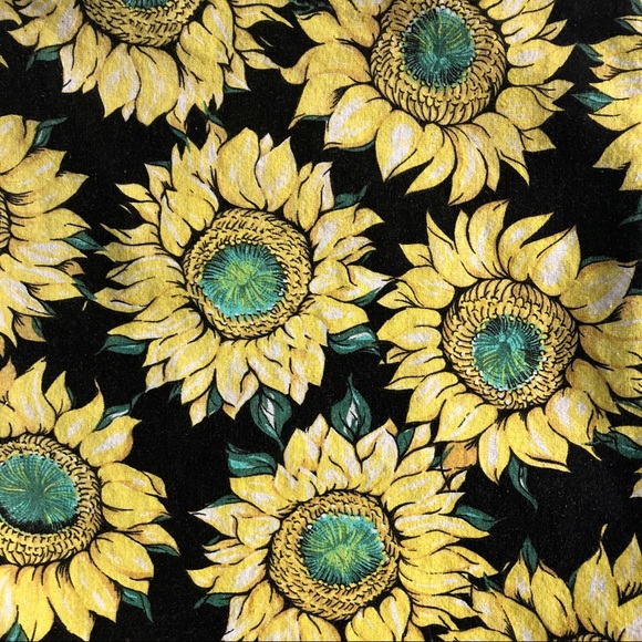 Sunflower Print Black Tote Shoulder Shopper Bag - Picture 2 of 3
